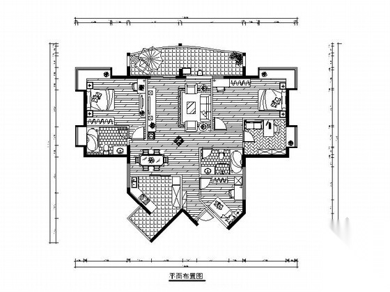 某精品现代时尚三居室装修施工图 平层