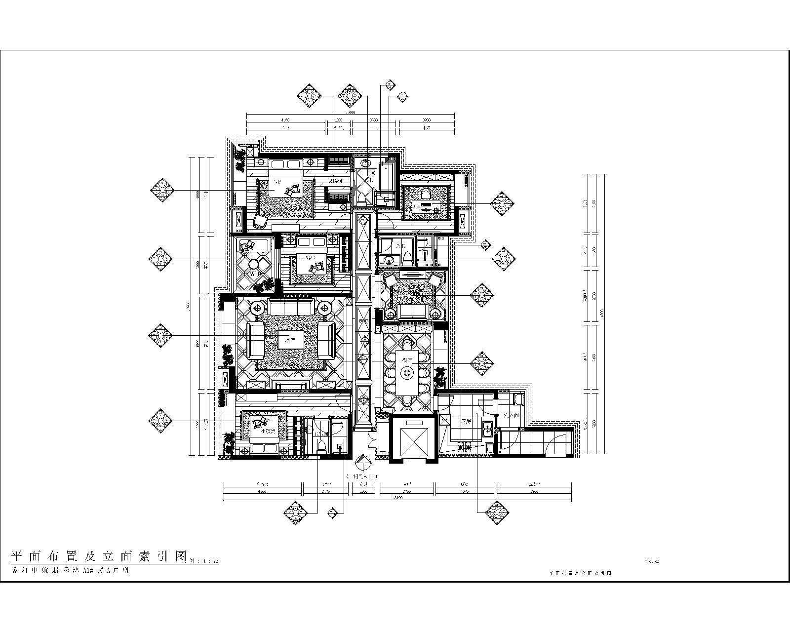 [广东]古典欧式风格五居室室内装修施工图（含高清效果图推荐！） 平层