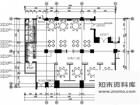 施工图新中式零点餐厅室内装修图