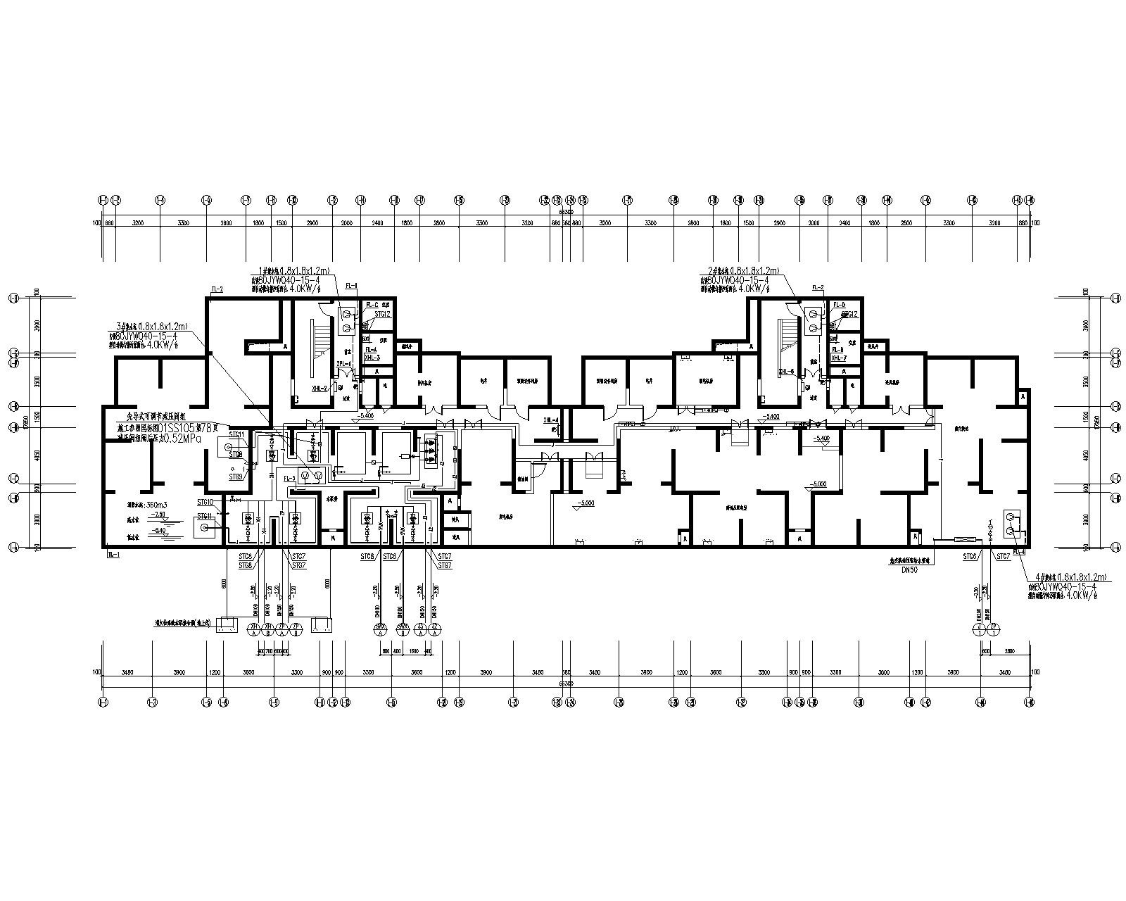 两幢32层住宅楼给排水全套施工图完整CAD版 建筑给排水