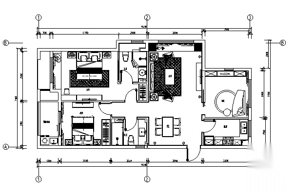 [杭州]欧式售楼处样板房住宅空间设计施工图（含效果图... 平层