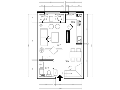 现代风格两居室LOFT样板间室内装修施工图 平层