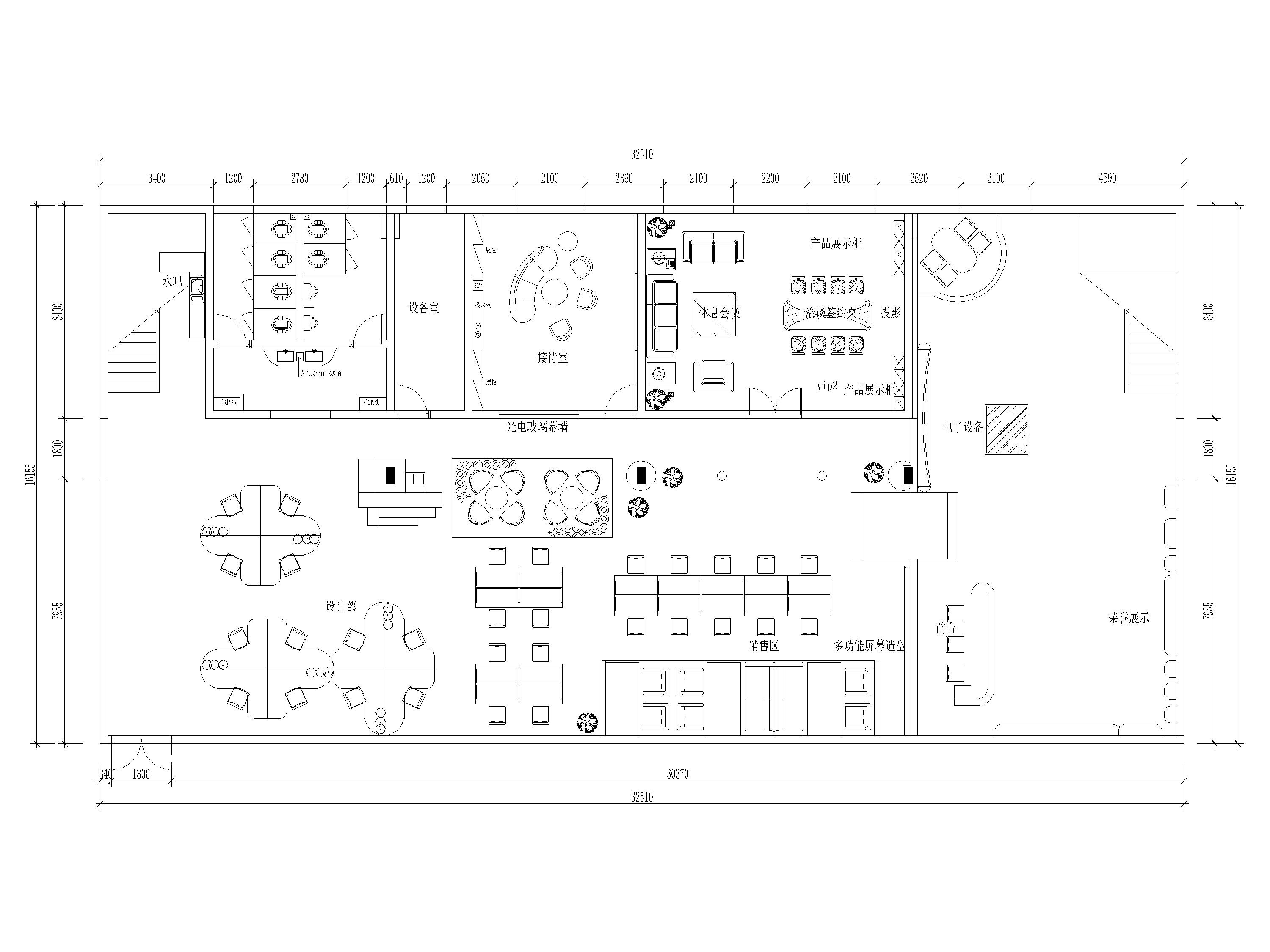 [深圳]754㎡现代二层办公空间施工图+效果图