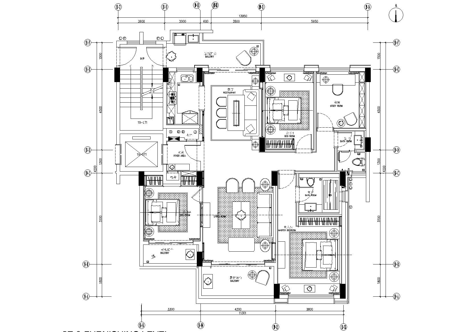 [广东]深圳某A户型样板房精装施工图_效果图 平层