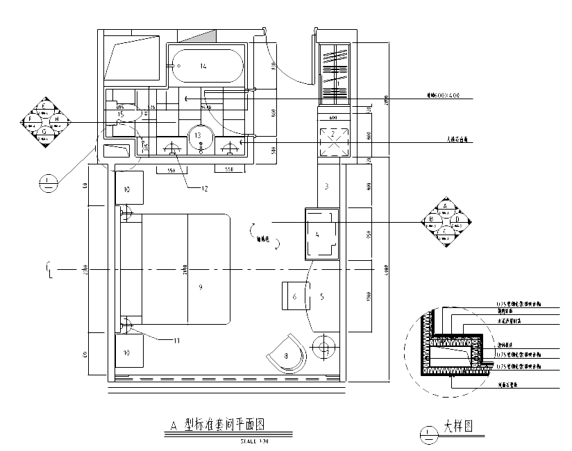 [广东]某四星酒店标准间施工图