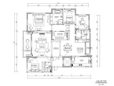 [湖北]宜昌欧式三居室住宅施工图_附效果图 平层