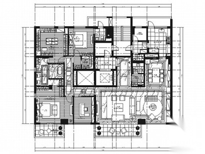 [上海]精品高档简欧风格四居室豪宅室内装饰施工图（含效... 别墅