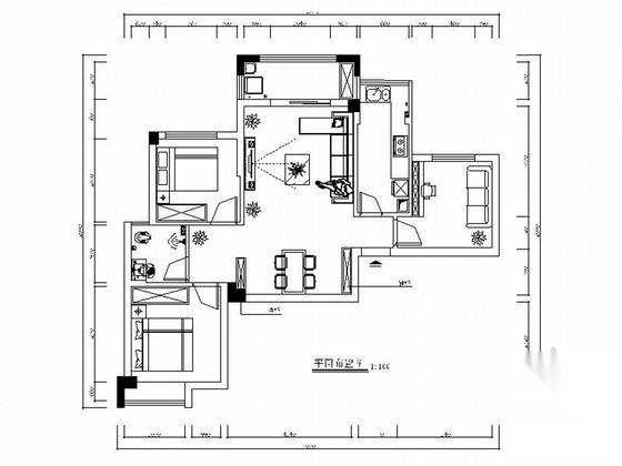 [湖北]清新简约现代三居室室内装修设计施工图（含效果） 平层