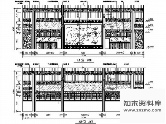 图块/节点中式特色展馆立面图