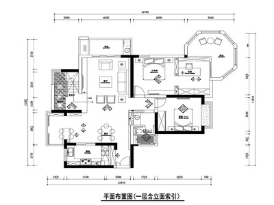 新中式复式带阁楼250㎡住宅装修施工图设计 平层