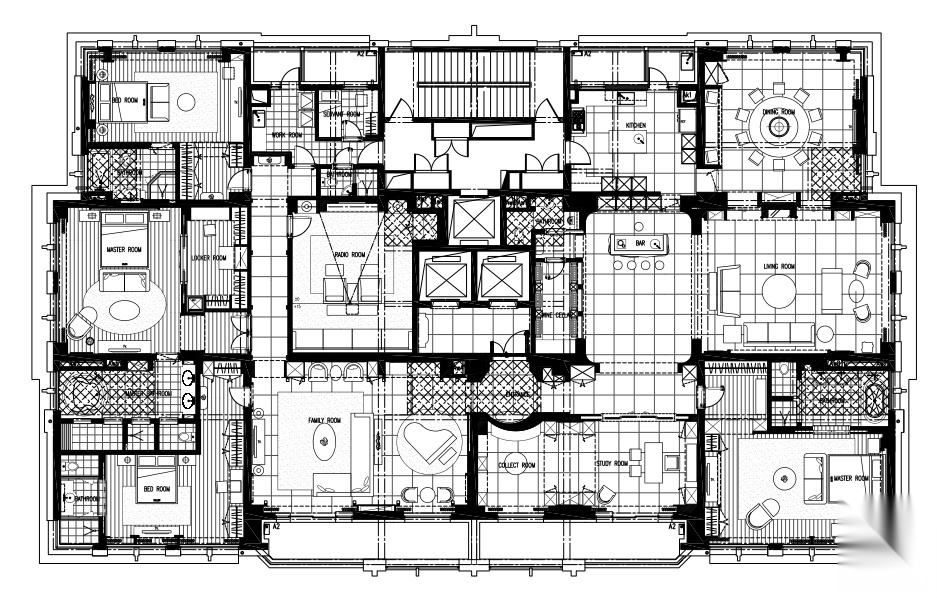 [上海]邱德光-上海黄浦滩名苑600户型全套CAD施工图+官...