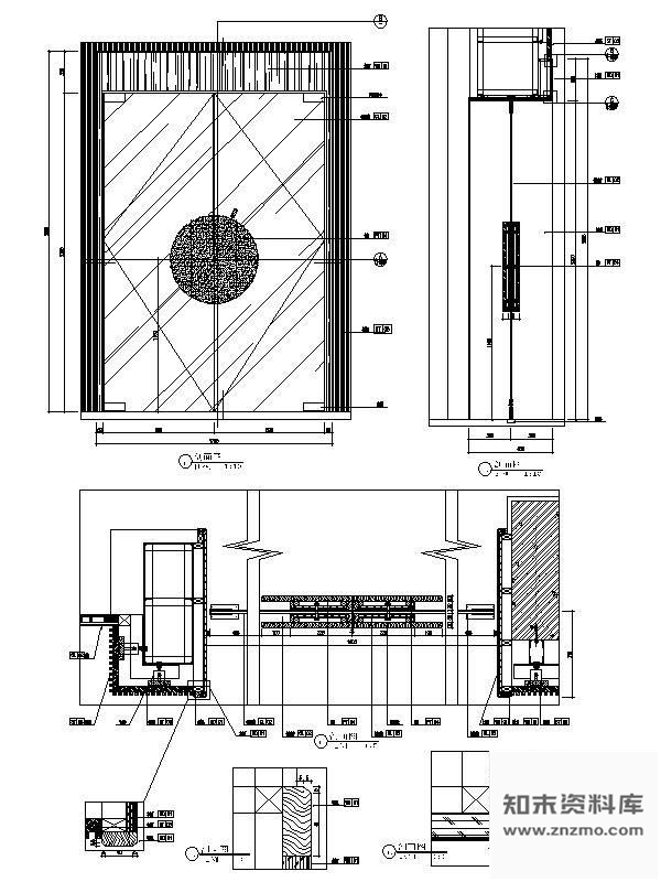 图块/节点大堂钢化玻璃门详图 通用节点