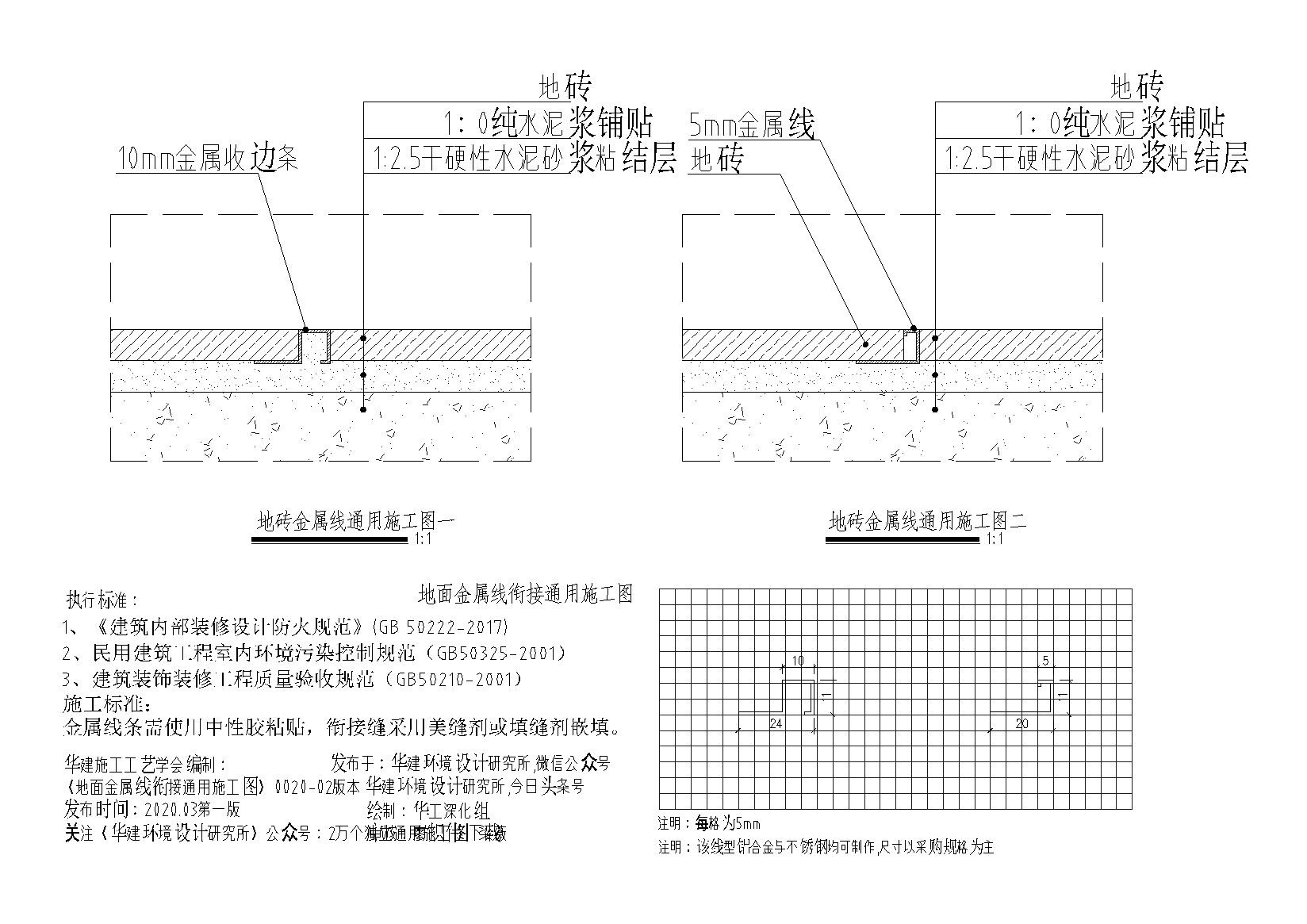 地面材料衔接金属线收口通用施工图