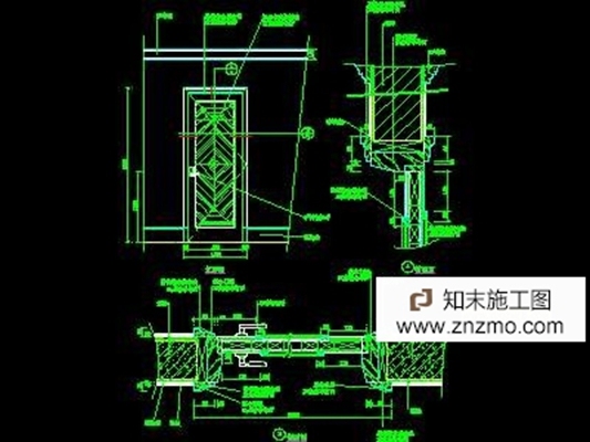 单扇门详图、双扇门详图、木做门套 通用节点