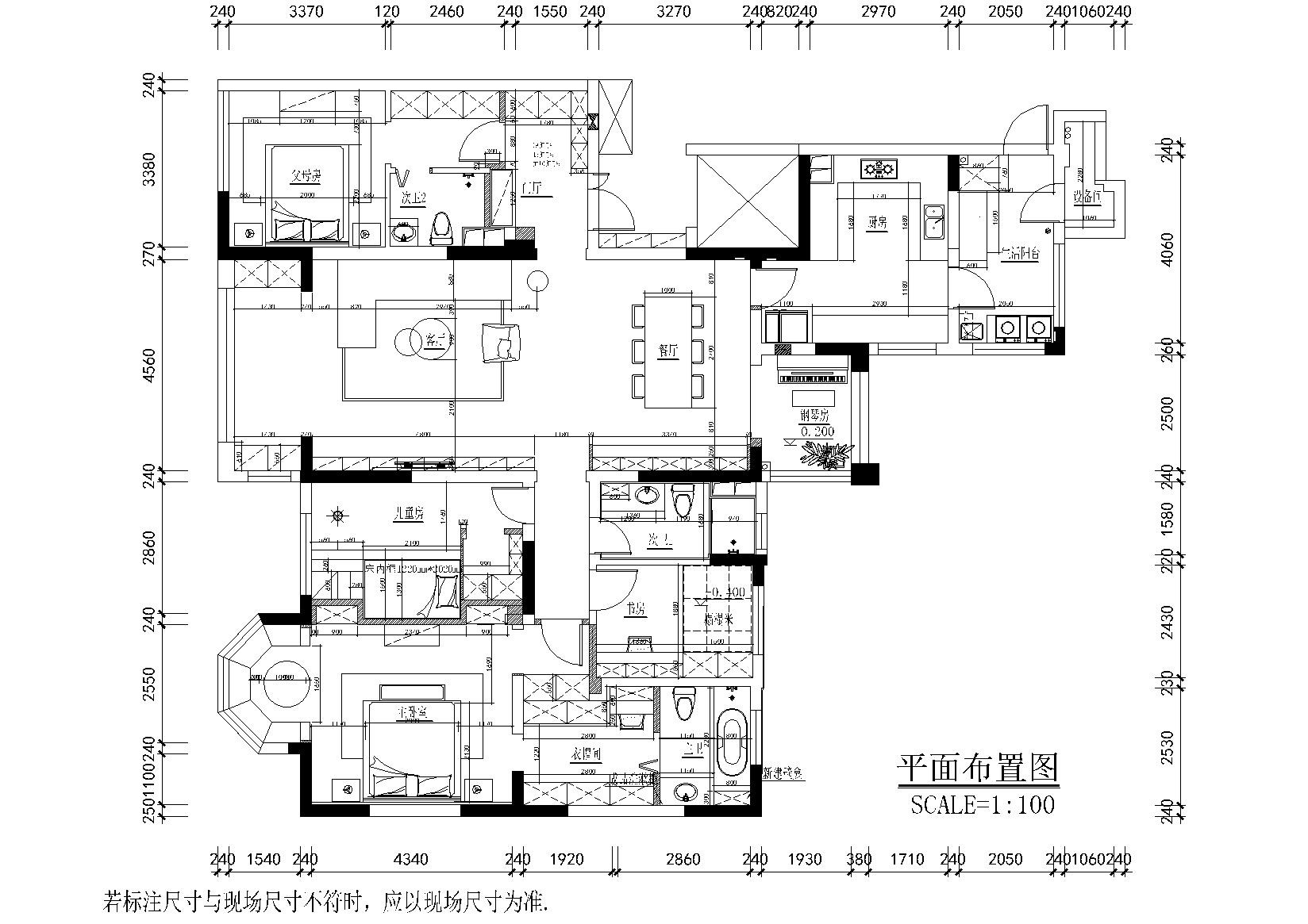 [河南]洛阳轻奢风住宅设计施工图_附效果图 平层