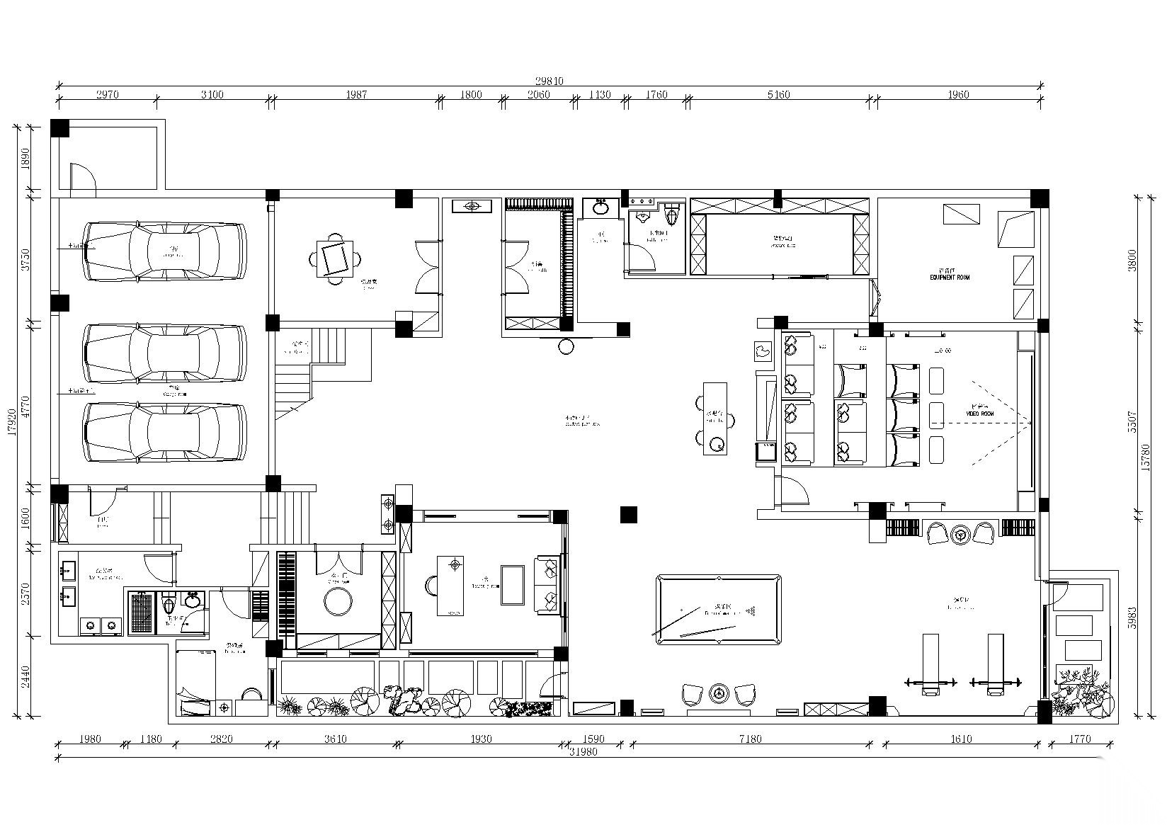 伍重院-锦崇府轻奢三层阁楼施工图+实景照片