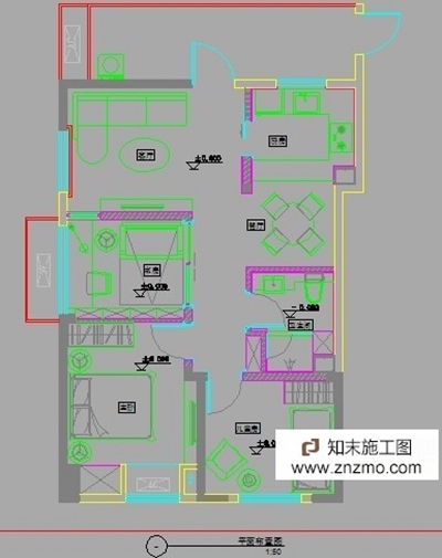 样板间3居室施工图 cad2007