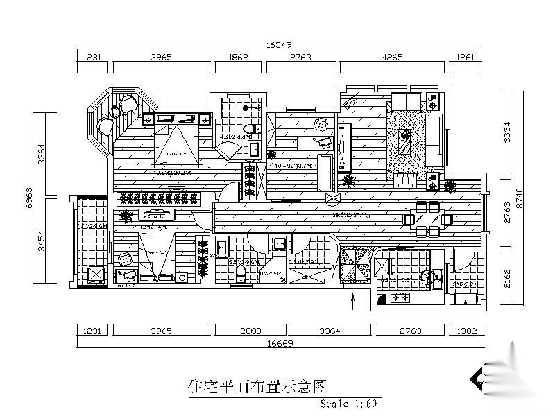 现代简约三居装修（含效果） 平层