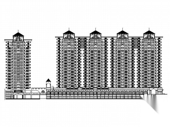 [深圳]古典风格城镇中心地块高层商住两用建筑施工图