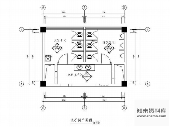 施工图湖南办公楼公共卫生间装修图