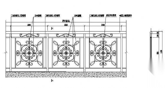 铁艺栏杆立面图 柱