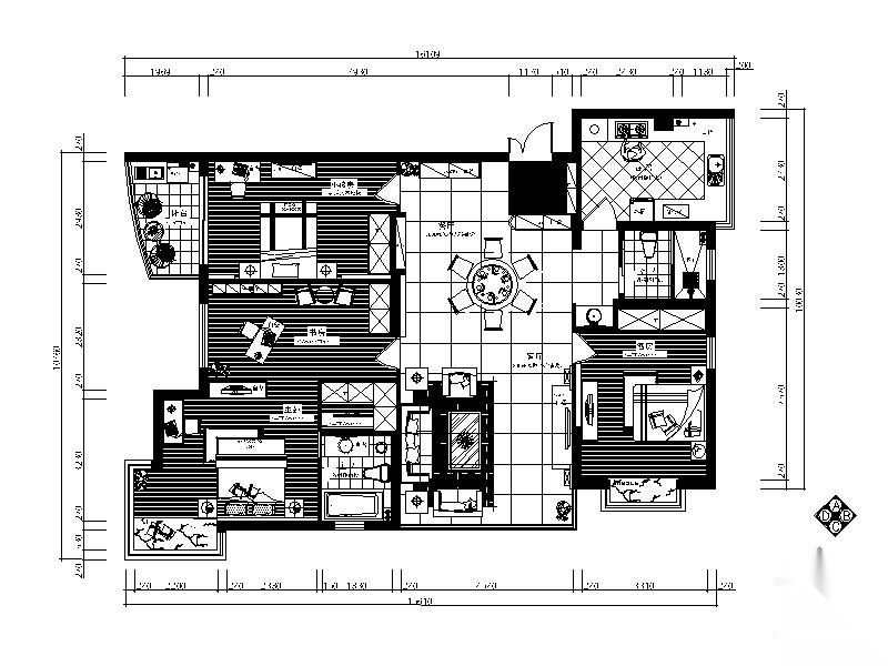 [广东]150㎡三居室雅居施工图(含实景) 平层