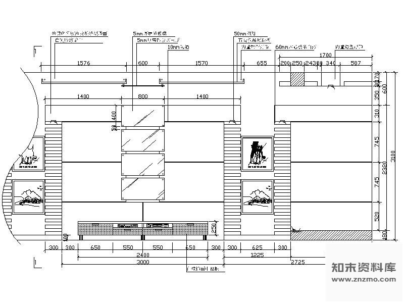 图块/节点电视背景墙立面图