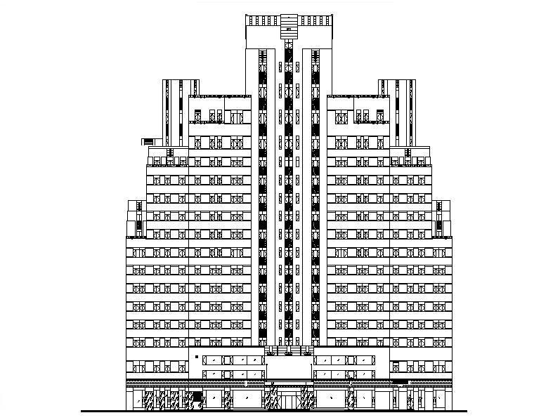 [上海]高层对称式布局酒店综合体建筑施工图（含效果图）