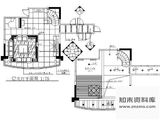 图块/节点别墅一层大厅装修详图