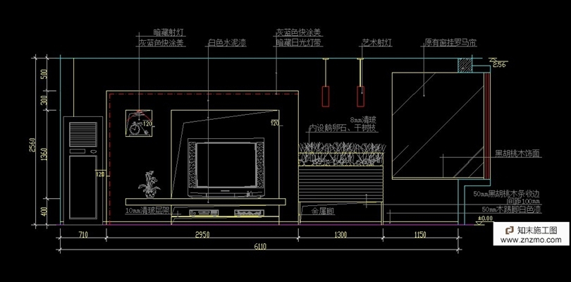 CAD客厅背景墙和电视背景墙施工图详解