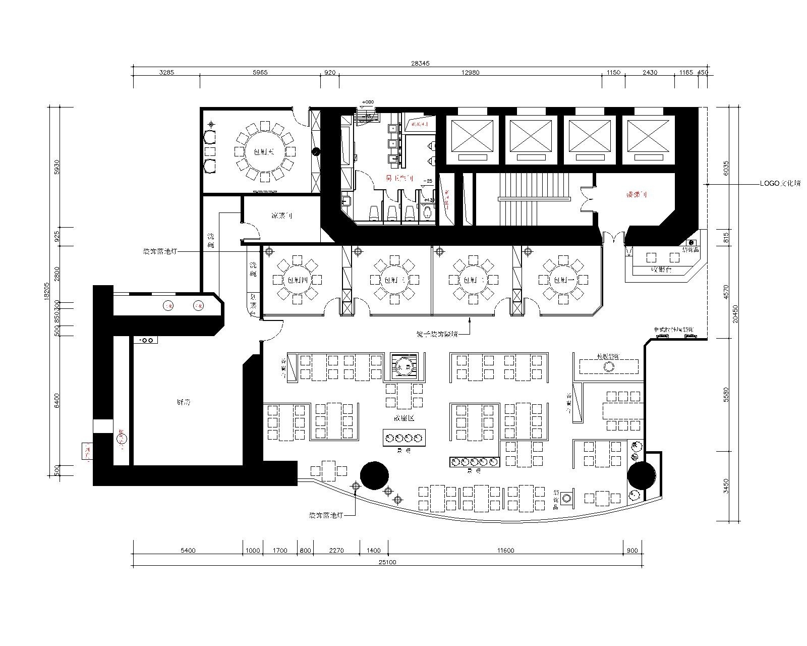 [乌鲁木齐]新中式--马仕玖煲丹露店装修施工图 效果图