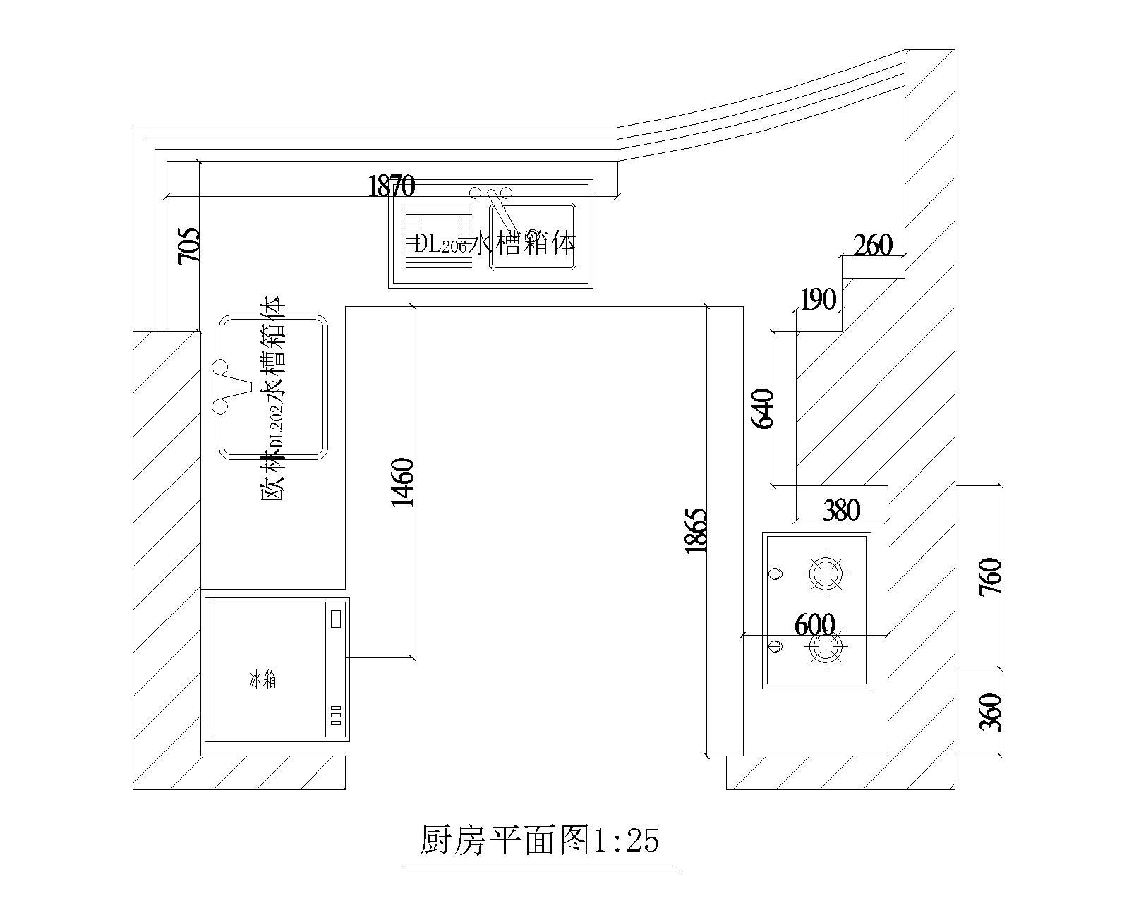 U型厨房CAD图纸