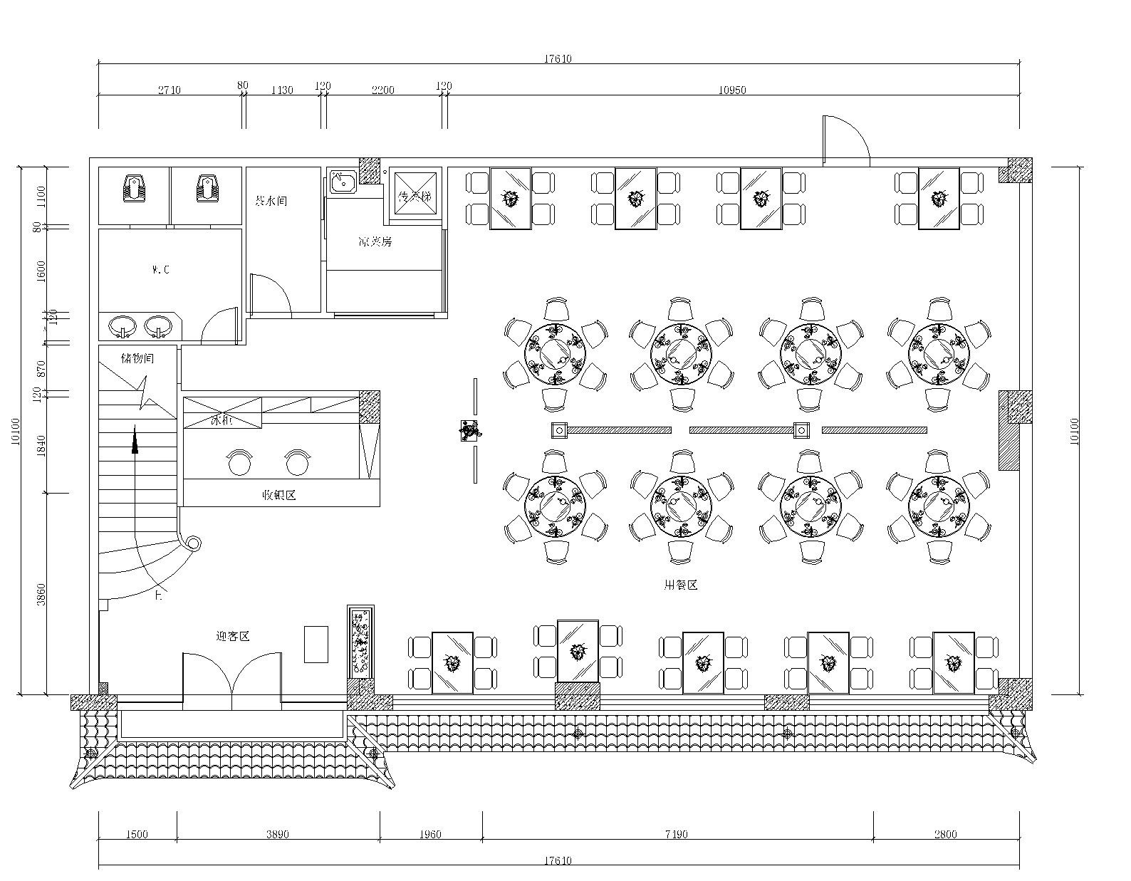 某地区川行天川菜馆室内装修设计全套CAD施工图