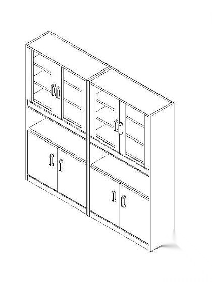 书柜CAD三维图块9