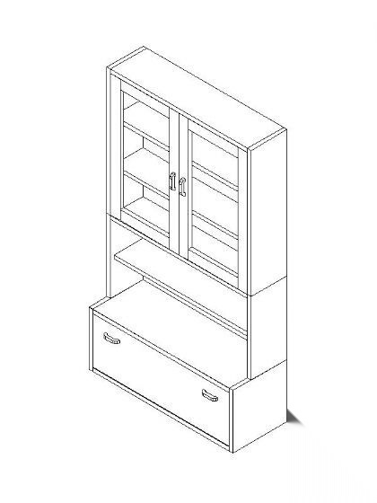书柜CAD三维图块11