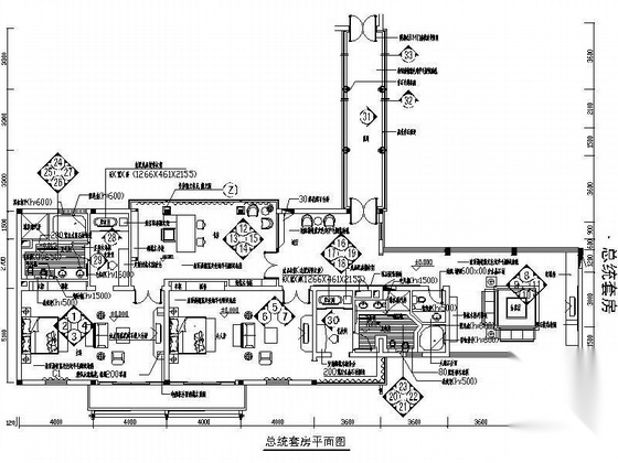 某宾馆总统套房装修图 客房