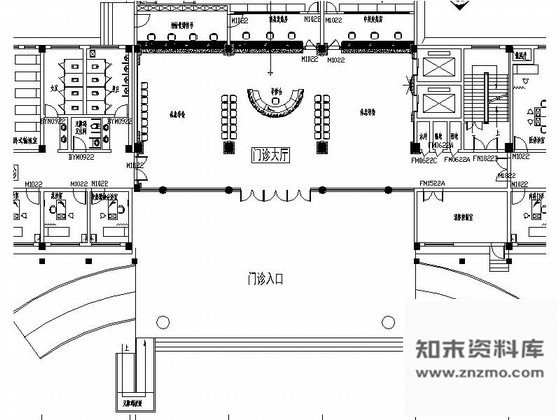 施工图中医院现代门诊大厅室内装修图