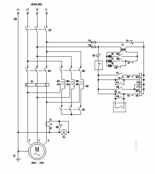 28KW～300KW自耦减压启动柜接线原理图