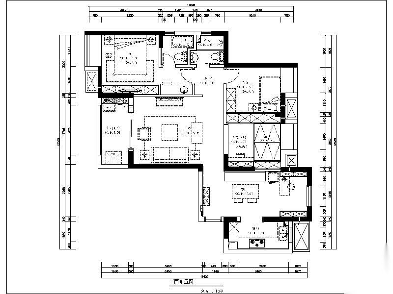 [武汉]新作！简约美式两居室设计施工图（含实景图） 平层