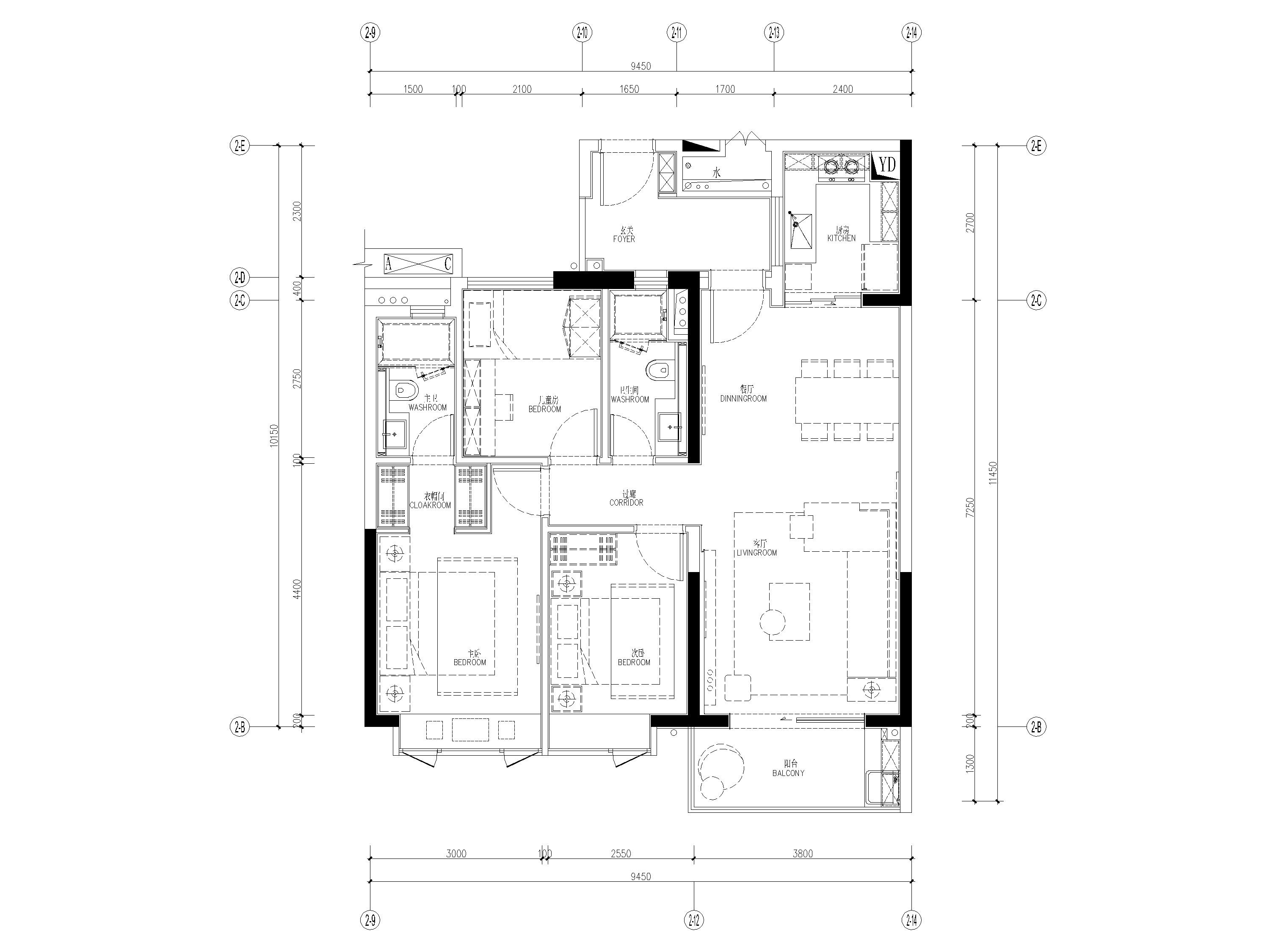 [广东]商住楼公区及两套样板间设计施工图 平层